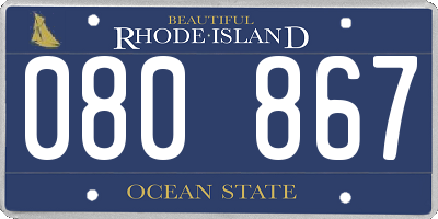 RI license plate 080867