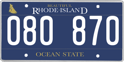 RI license plate 080870