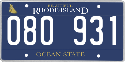 RI license plate 080931