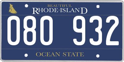 RI license plate 080932
