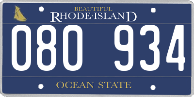 RI license plate 080934