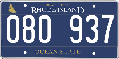 RI license plate 080937