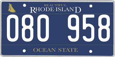 RI license plate 080958