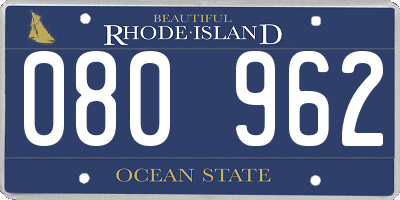 RI license plate 080962