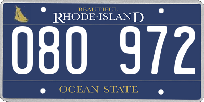 RI license plate 080972