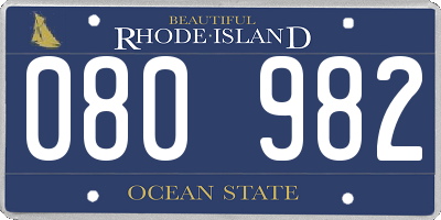 RI license plate 080982