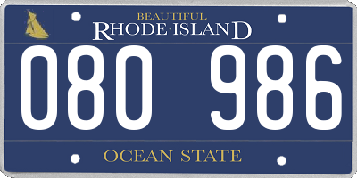 RI license plate 080986