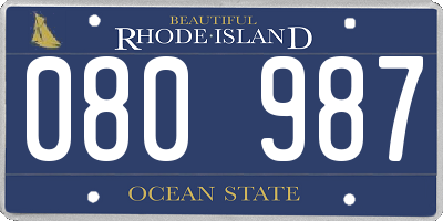 RI license plate 080987