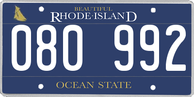 RI license plate 080992