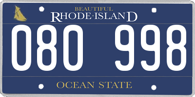 RI license plate 080998