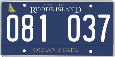 RI license plate 081037