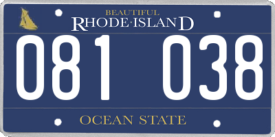 RI license plate 081038