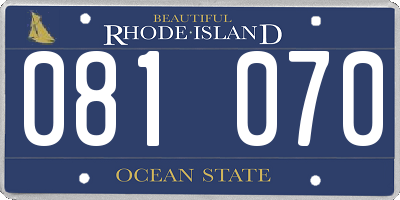 RI license plate 081070