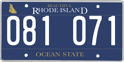 RI license plate 081071