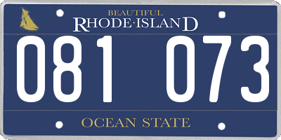 RI license plate 081073
