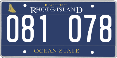 RI license plate 081078