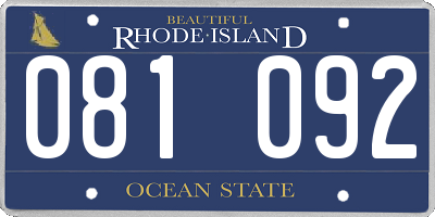 RI license plate 081092