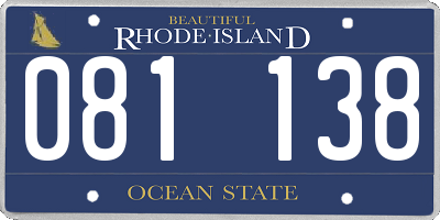 RI license plate 081138