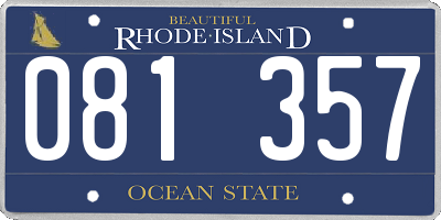 RI license plate 081357