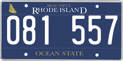 RI license plate 081557