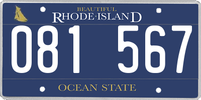 RI license plate 081567