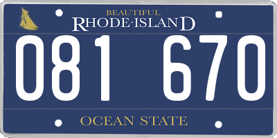RI license plate 081670