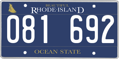 RI license plate 081692