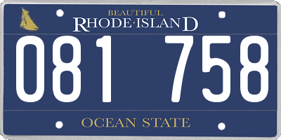 RI license plate 081758