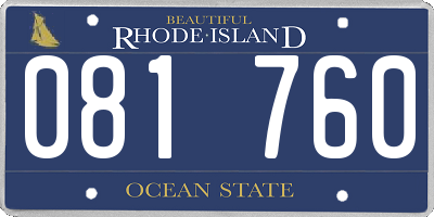 RI license plate 081760
