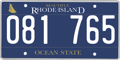 RI license plate 081765
