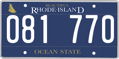 RI license plate 081770