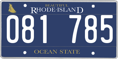 RI license plate 081785