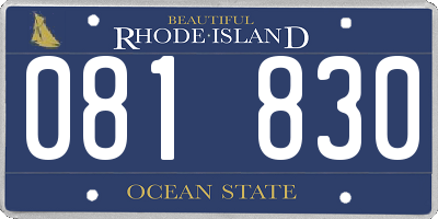 RI license plate 081830