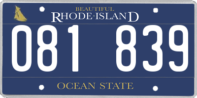 RI license plate 081839