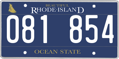 RI license plate 081854