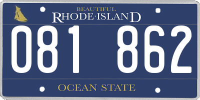 RI license plate 081862