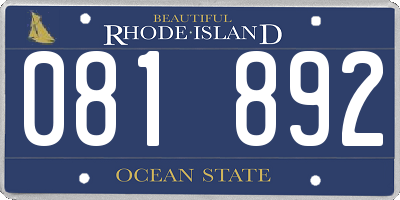 RI license plate 081892