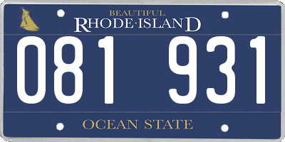 RI license plate 081931