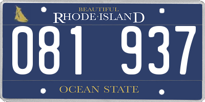 RI license plate 081937