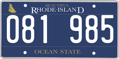 RI license plate 081985