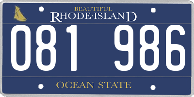 RI license plate 081986