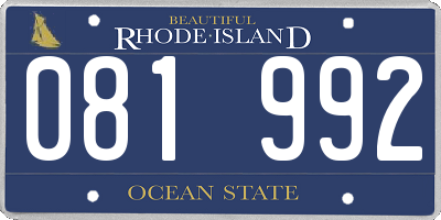RI license plate 081992