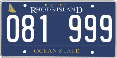RI license plate 081999