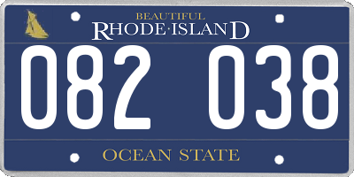 RI license plate 082038