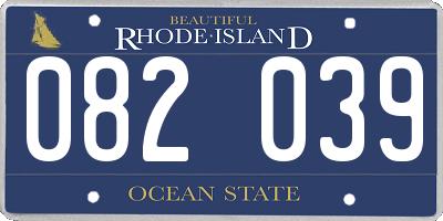 RI license plate 082039