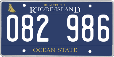 RI license plate 082986