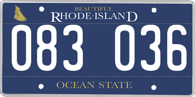 RI license plate 083036