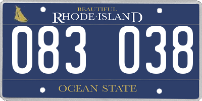 RI license plate 083038