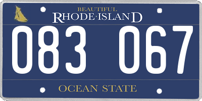 RI license plate 083067