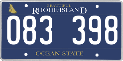 RI license plate 083398